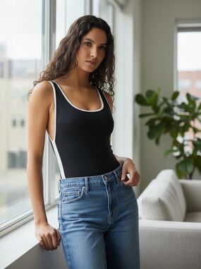 Good American Varsity SIDE-ZIP ONE-PIECE Swimsuit/ Bodysuit